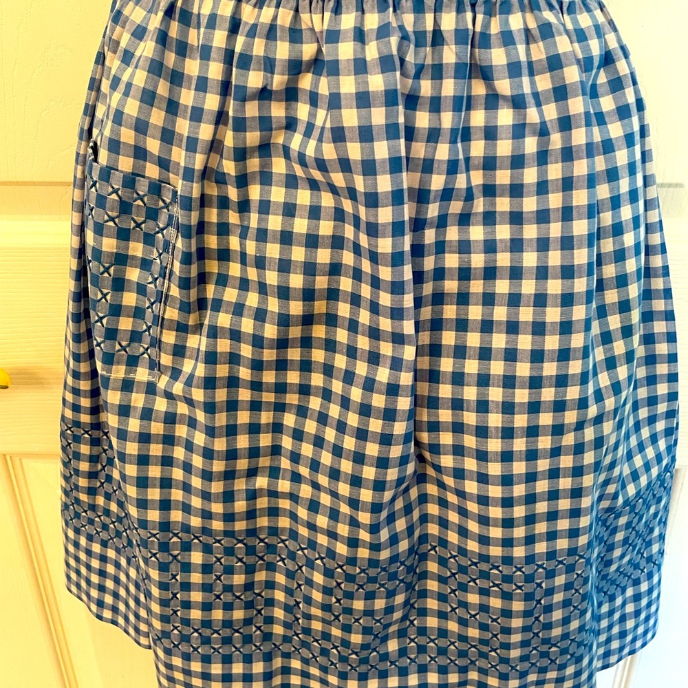 Vintage blue & white gingham check apron